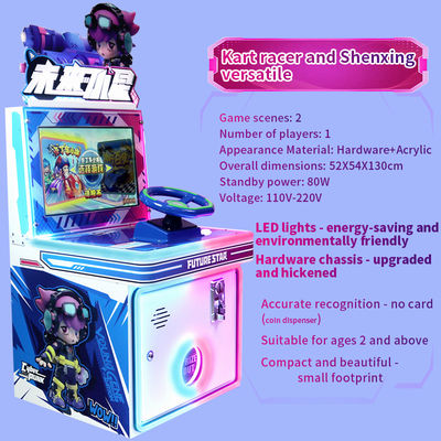 Çocuk Eğlencesi Tek Oyunculu Yarış Madeni Paralı Arcade Oyun Makinesi Ekranı