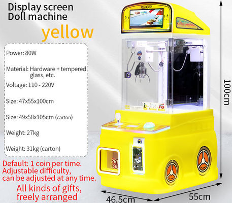 Sarı Mini Pençeler Otomatik Satış Makinesi Plüş Oyuncak Çocuk Oyun Makinesi